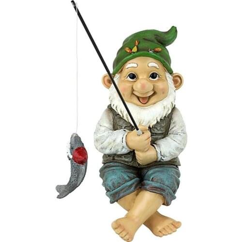 Dwarf Old Man Fishing Fishing Garden Gnome Statue Outdoor Garden Lawn Courtyard Garden Statue Resin Decoration Ornaments