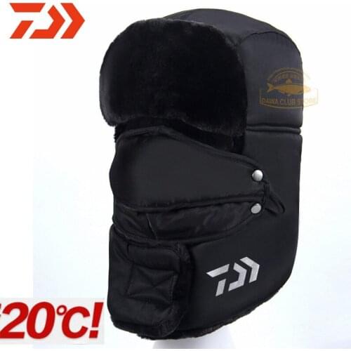 Winter Daiwa Fishing Cap Unisex Outdoor Ski Riding Waterproof Fishing Cap FleeceThickened Ear Protectors Windproof Fishing Hat
