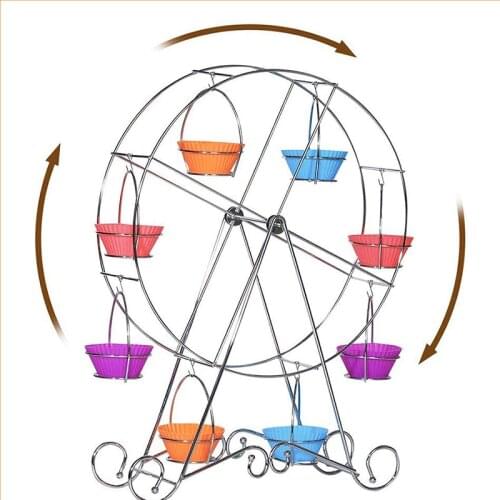 Creative Rotatable Pastry Cupcake Holder Stainless Ferris Wheel Birthday Party Tray Cake Holder For Wedding Baking Accessories