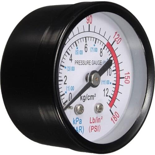 Bar Air Pressure Gauge 13mm 1/4 BSP Thread 0-180 PSI 0-12 Manometer Double Scale For Air Compressor