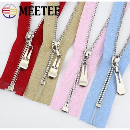 Meetee 5pcs 15-70cm 3# Metal Zippers Closed&open Zipper for Bags Purse Wallet Shoes Garment Zip Repair Kit Sewing Accessories