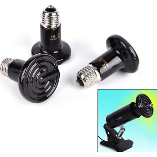 Heating lamp Black Infrared Lamp 25W / 50W / 75W / 100W Black Infrared Ceramic Launcher Heat Lamp Bulbs For Reptiles New 2021