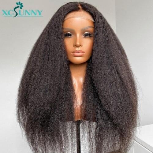 Kinky Straight Wig 13x6 HD Lace Frontal Wig Transparent Deep Part Lace Front Human Hair Wigs 200 Density Remy Brazilian Xcsunny