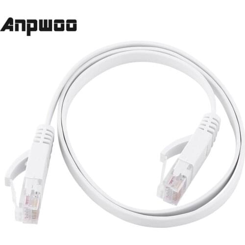 ANPWOO RJ45 CAT6 Ethernet Network Flat LAN Cable UTP Patch Router Cables 1000M White 0.5m, 1m, 2m, 3m, 5m, 8m, 10m, 15m Cable