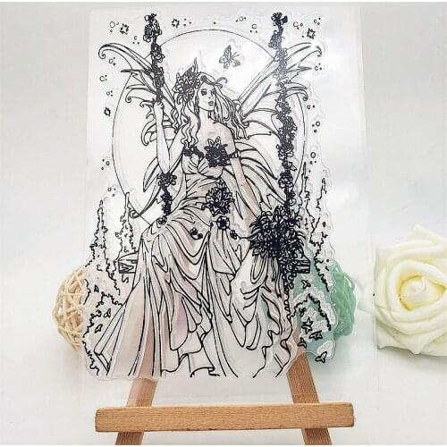 11X16CM Swing Fairy Clear Stamps Transparent Seal Silicone Seal TPR Christmas Wedding Roller Stamps DIY Scrapbook Album Card