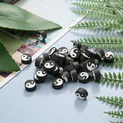 100 Pieces of Yin and Yang Clay Spacer Beads Suitable for Women Girls Jewelry Making Diy Bracelet Necklace Accessories N2UE
