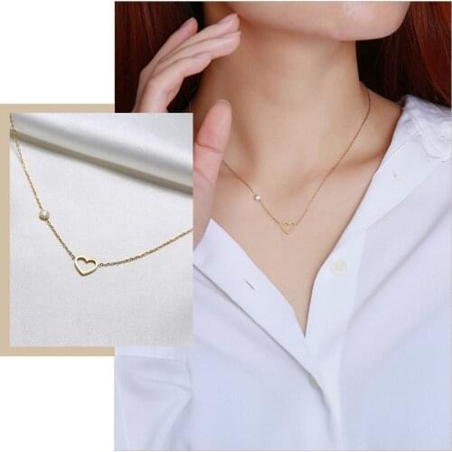 Romantic Heart Love Charm Choker Necklaces for Women, Gold Tone Stainless Steel Metal Link Chains, Gifts for her