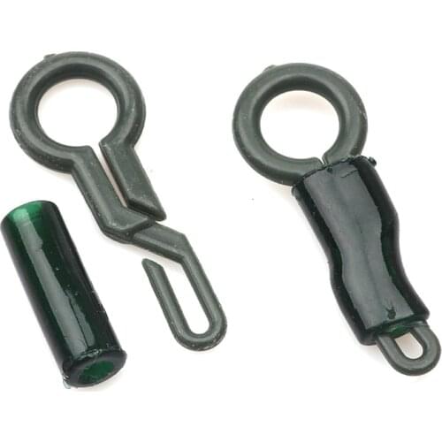 Rompin 20pcs Carp Fishing 3.5cm Back Lead Clips With Tube Green Plastic Rubber Carp Rigs Connector Terminal Accessories Tackle