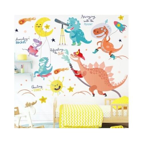 Dinosaur Cute Animals Self-adhesive Wall Stickers Waterproof Kindergarten Classroom Wall Decoration DIY Kids Room Decoration