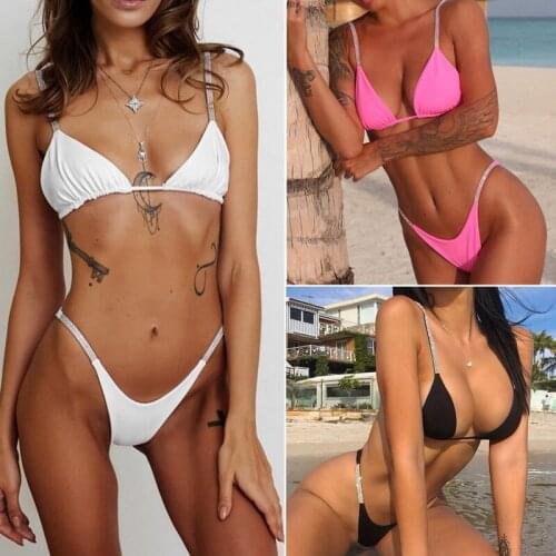 Sexy Women Swimwear 2020 New Summer Diamond Glitter Bikini Set Push-up Monokini Bra Bathing Suit Brazilian Bikini Swimsuit