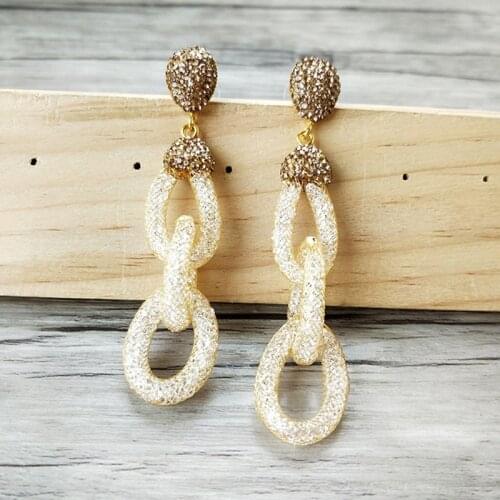 1 pair Handmade Alloy Chains crystal inside Dangle Earrings,Pave Rhinestone Earrings Jewelry gift for lady ER788