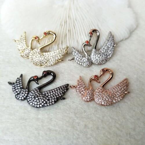 10 Pieces CZ zircon Micro Pave Connector,swan Double Bails Beads Charm,DIY Bracelet necklace Jewelry Finding CT303