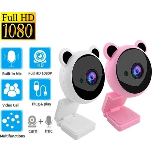 Webcam Full HD 1080P Mini Cute USB Web Camera With Microphone Autofocus Computer Web Cam For Live Broadcast Video PC Laptop