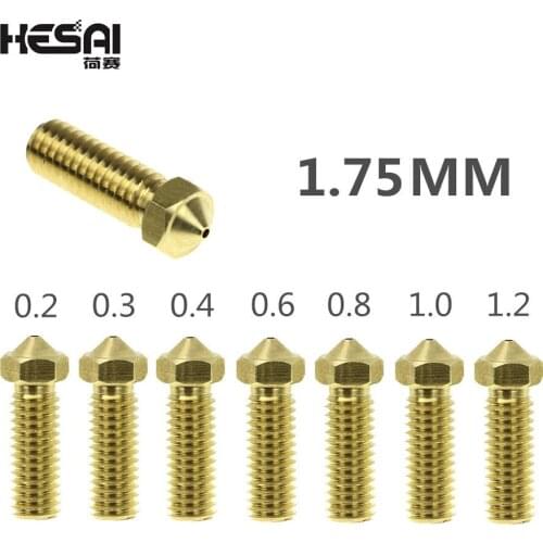 Volcano Nozzles 3D Printer All Metal Brass 3D Lengthen Extruder Nozzle 0.2/0.3/0.4/0.6/0.8/1.0/1.2mm for 1.75 Supplies