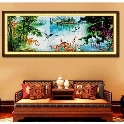 Embroidery Package Best Quality Cross Stitch Kits Unopen New Luxurious Heaven on Earth Bamboo Crane Free Shipping
