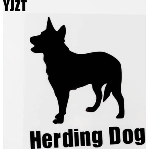 YJZT 14CM×15.6CM Fun Animal Herding Dog Vinyl Car Sticker Bumper Decal Black/Silver 8C-0461