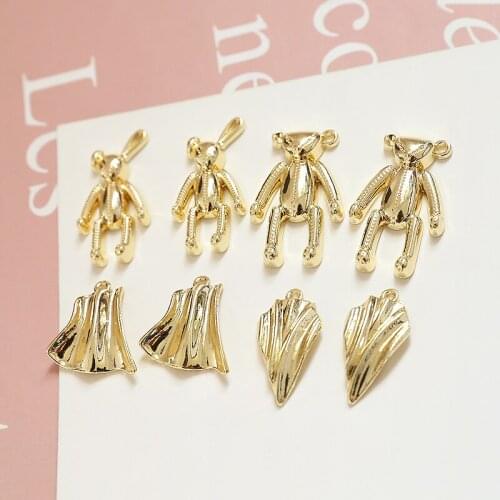 10pcs Cute rabbit bear animal earrings For Women simple wave pattern geometric alloy pendant diy trend jewelry accessories