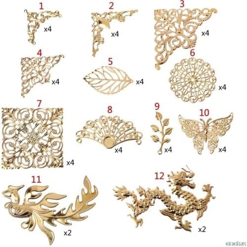 Gold Butterfly Dragon Leaves Epoxy Resin Mold Thin Copper Fillings DIY Jewelry