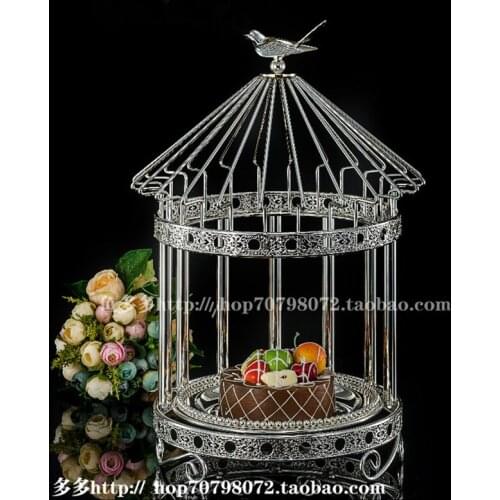 1PCS New single-layer bird cage snack frame alloy cake stand wedding dessert table baking display