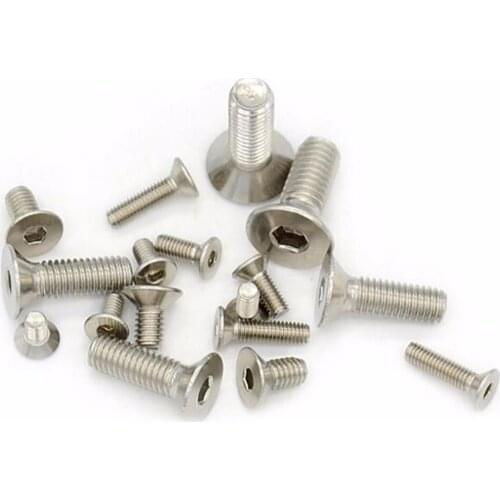 100PCS M3 Stainless Steel Flat Head Hex Socket Screw Countersunk Hex Socket Cap Bolt M3*30/35/40/45/50mm