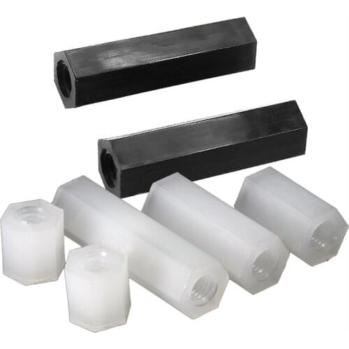 1000PCS/lot M3*5/6/8/10/12/15/18/20 Black/White Nylon Hex Standoff 3MM Female to Female Nylon Plastic Spacer Screw Long Hex Nut
