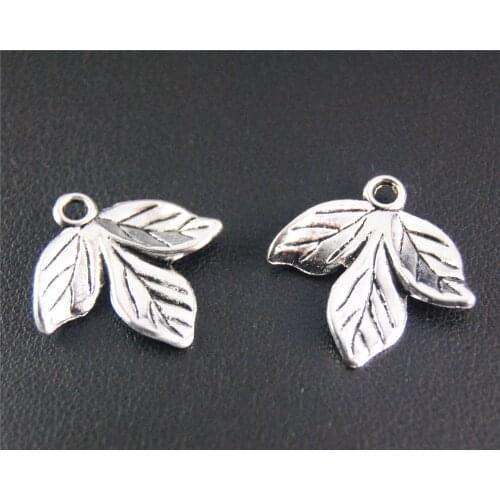 30pcs Silver Color Branch Leaf Charm For DIY Jewelry Making Findings 20x21mm A2080