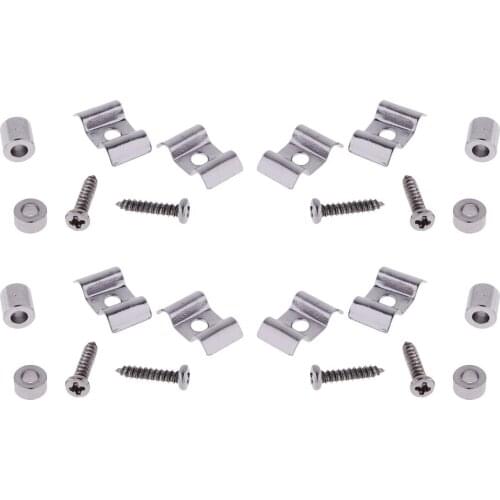4 Sets Guitar Roller String Tree Retainer with Screws for ST Guitar Silver