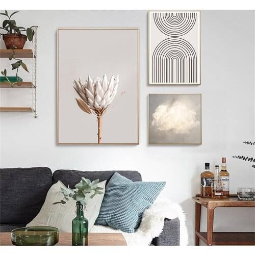 Abstract Flower Art Prints Geometry Arch Shape Line Drawing Wall Art Poster Cloud Canvas Painting Nordic Pictures Home Decor