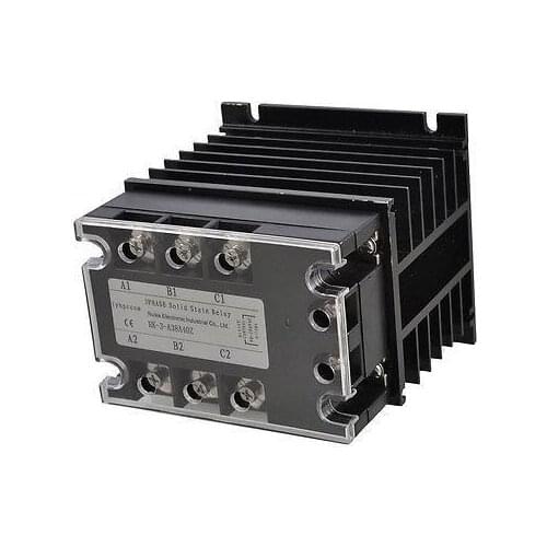 AC 90-280V to AC 380V 40A Three Phase SSR Solid State Relay w Heat Sink