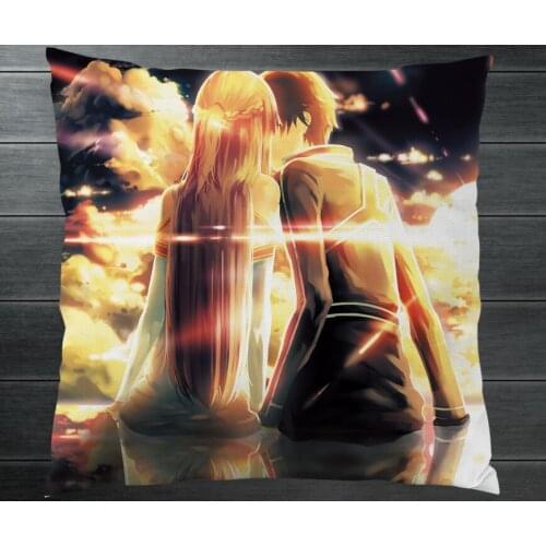 Anime Novel SAO Sword Art Online Kirito Yuuki Asuna Two Side Pillowcase Hugging Pillow Cushion Case Cover Manga Cosplay Gift P20