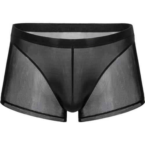 Underwear Men Boxers Super Soft and Comfortable Ice Silk Sheer Transparent Mesh Mens Boxer Shorts Sexy Exotic Underwear