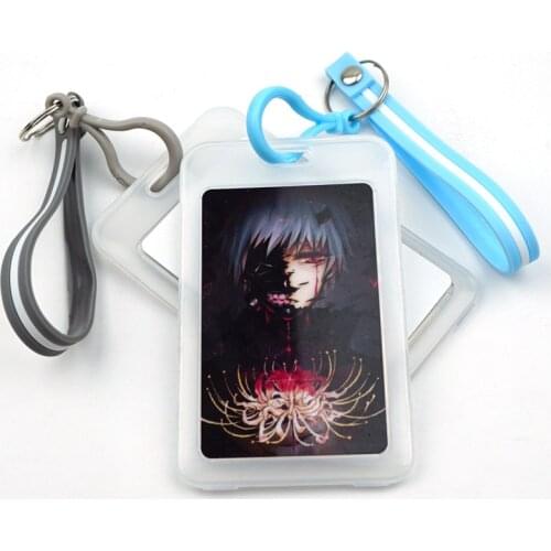 Anime Tokyo Ghoul Kaneki Ken Card Cover Key Chain Card Bag Bank Credit Card Holder Plastic Student ID Bus Card Sleeve Protect