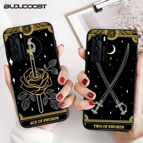 Card black The Marigold Tarot Phone Case for Huawei P20 P30 P20Pro P20Lite P30Lite P10 P Smart plus P10Lite P40 Pro P40 lite