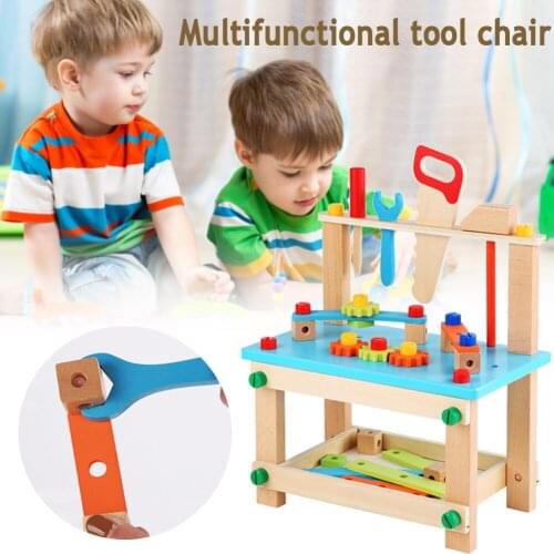 DIY Wooden Assembling Montessori Baby Puzzle Toys Variety Nut Combination Chair Puzzle Baby Early Educational Toy