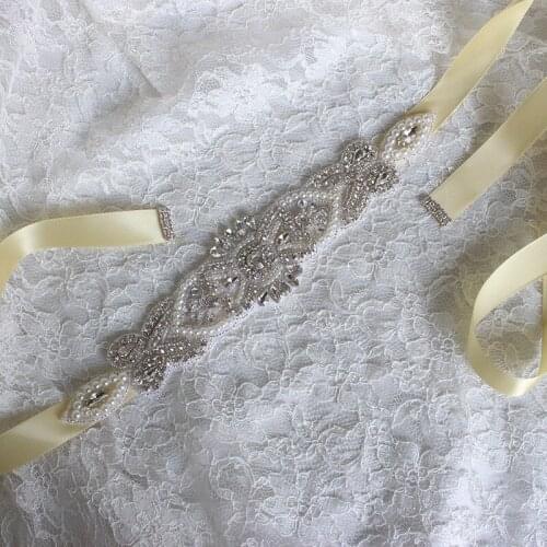 Elegant Silver Rhinestones Wedding Belt Sash Multi Colored Ribbon Bridal Belt for Wedding Gown Wedding Accessories