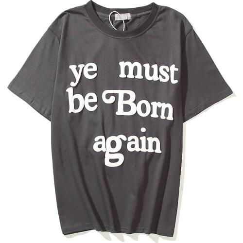 High Street Letter Foam Short Sleeve Kanye T Shirt Mens and Womens Round Neck Oversize Casual Summer Tshirts Loose Hip Hop Tees