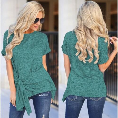 2019 fashion women top clothes cotton material high quality girls T clothes new design in good fashion casual style with sashes