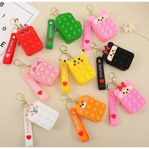 Stitch Pikachu Stella Popping Push Bubble Fidget Toys Coin Purse Children Stress Relief Squeeze Toy Antistress Kids Toys Gifts
