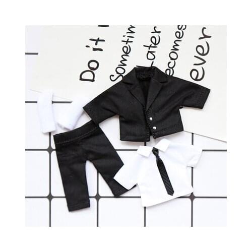 OB11 doll suit size white tie shirt + Joker suit pants + slim suit jacket + socks suit Black suit 4-piece grey suit suit