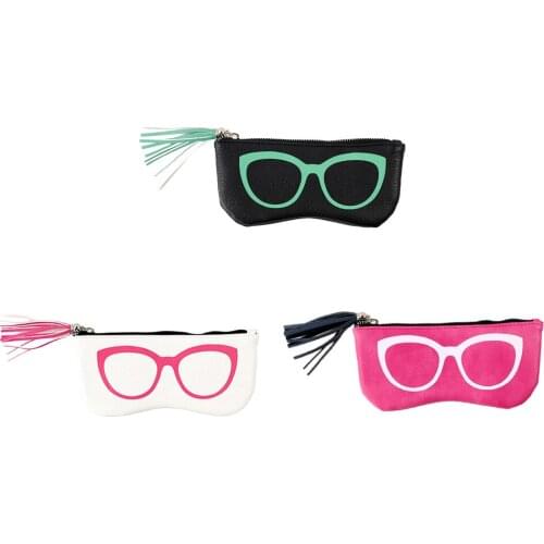 Leather Zip Sunglasses Pouch Fringe Reading Glasses Holder Storage Bag Eyeglasses Bags