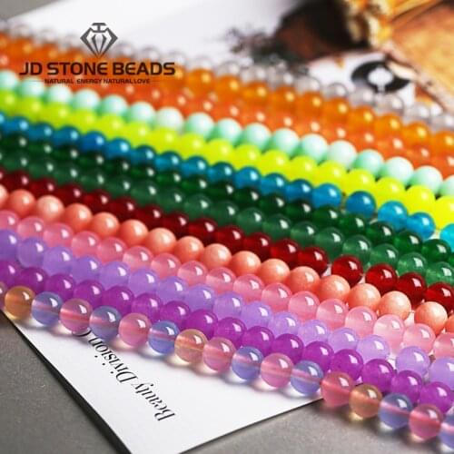 18Colors Chalcedony beads Jade Bracelet Pick Size 4 6 8 10 12mm DIY Handmade Jewelry Accessories Factory price Free Shipping