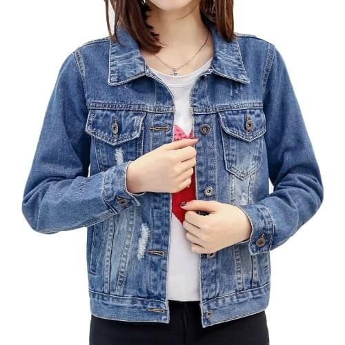 Spring autumn new Korean the net red denim jacket womens short coat wild frayed plus size 5XL womens tops trendy jackets