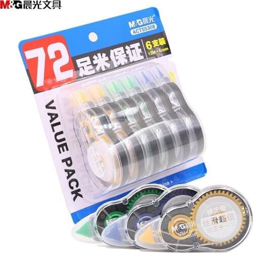 Economical Set 12m*6pcs Long Correct Belt Correction Tape Corretiva Papeleria Stationery Office School Stationery Supplies