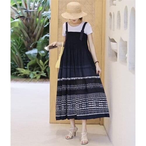 Summer Strapless Women Dress 2020 Vintage Dress Woman Navy Cotton Vestidos A-Line Embroidery Strapless Adjustable Girdle Dresses