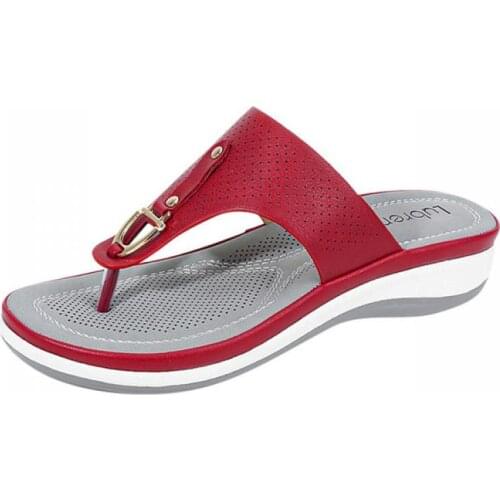 Summer Shoes for Women Open Toe Wedge Sandals Lady Flip Flops Women Shoes 2021 PU Leather Platform Slippers Casual Beach Slides