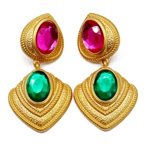 Mixed Color Geometric Sweet Stud Earrings Statement Pendant Jewelry For Women