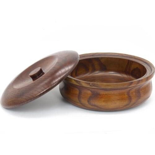 Solid Wooden Bowls with Cover for Soup/Noodles Salad Bowls Japan Style Rice Dinnerware for Home/Hotel/Restaurant