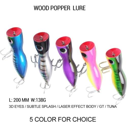 Mizugiwa GT Popper Fishing Lure Big Popper Lure Loud Sound 200 mm 130g For Fishing Bass Bluefish Tuna Popper With Mustad Hook