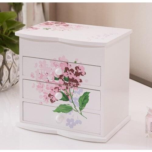 Multilayer Jewelry Storage Box Wooden Princess European Korean Jewelry Box Ring Jewelry Box Wedding and Birthday Gift