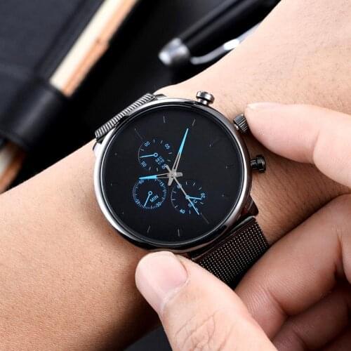 Fashion Mens Watches 2021 Luxury Ultra Thin Round Quartz Watch Military Sport Mesh Adjustable Strap Wrist Watches Men